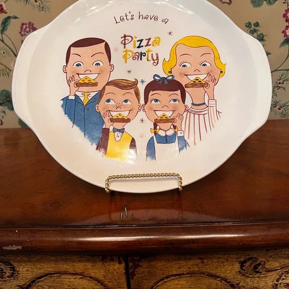 RARE Vintage Antique 1960's NAPCO Let's Have A Pizza Party Platter